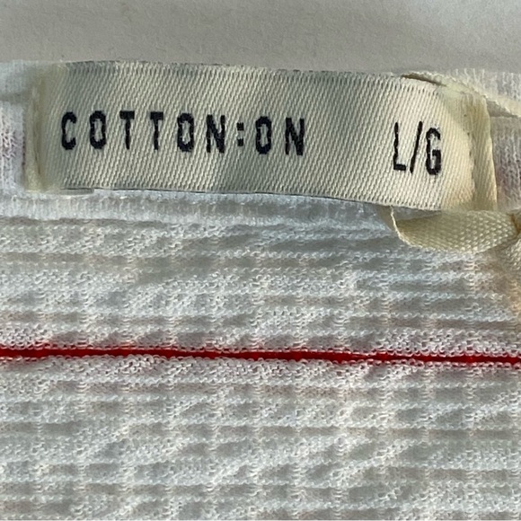 Cotton On Jude Kimono Wrap Around Crop Top Sz L White With Red Stripes - Picture 5 of 9